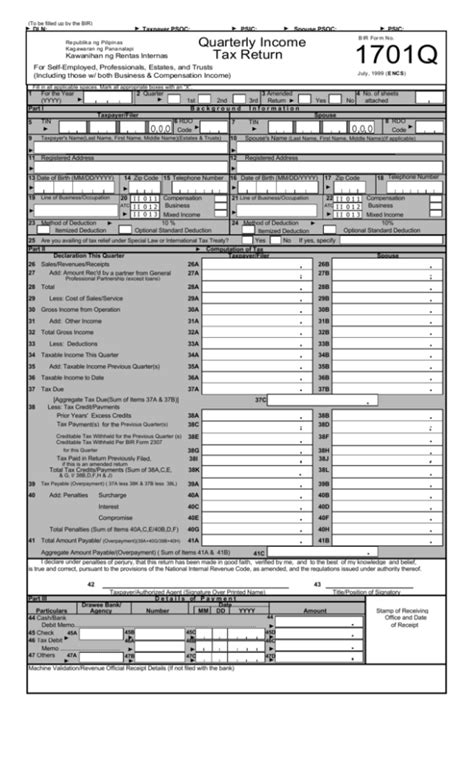 bir form 1701q download|DLN: Taxpayer PSOC: PSIC: Spouse PSOC: PSIC: Quarterly .